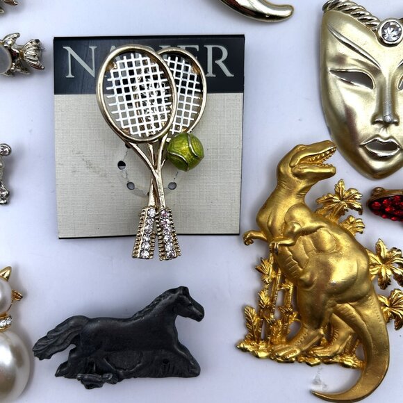 Vintage & Modern Brooch 14 Piece Lot Celestial Animal Rhinestone Enamel Napier - Picture 6 of 12